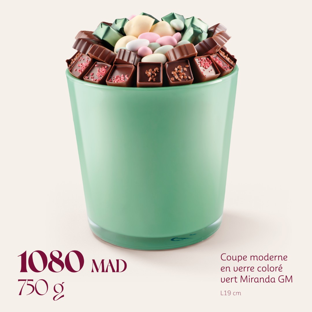 Coupe moderne en verre coloré vert Miranda